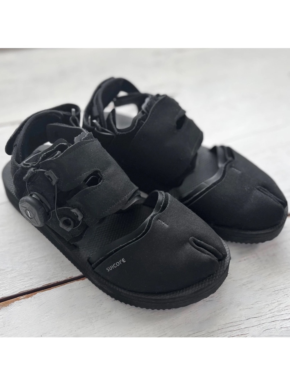 SUICOKE HAKU-ab Sandals Black Tabi Shoe Atop Dial Lacing System Split-Toe EU36.5 - Picture 2 of 12
